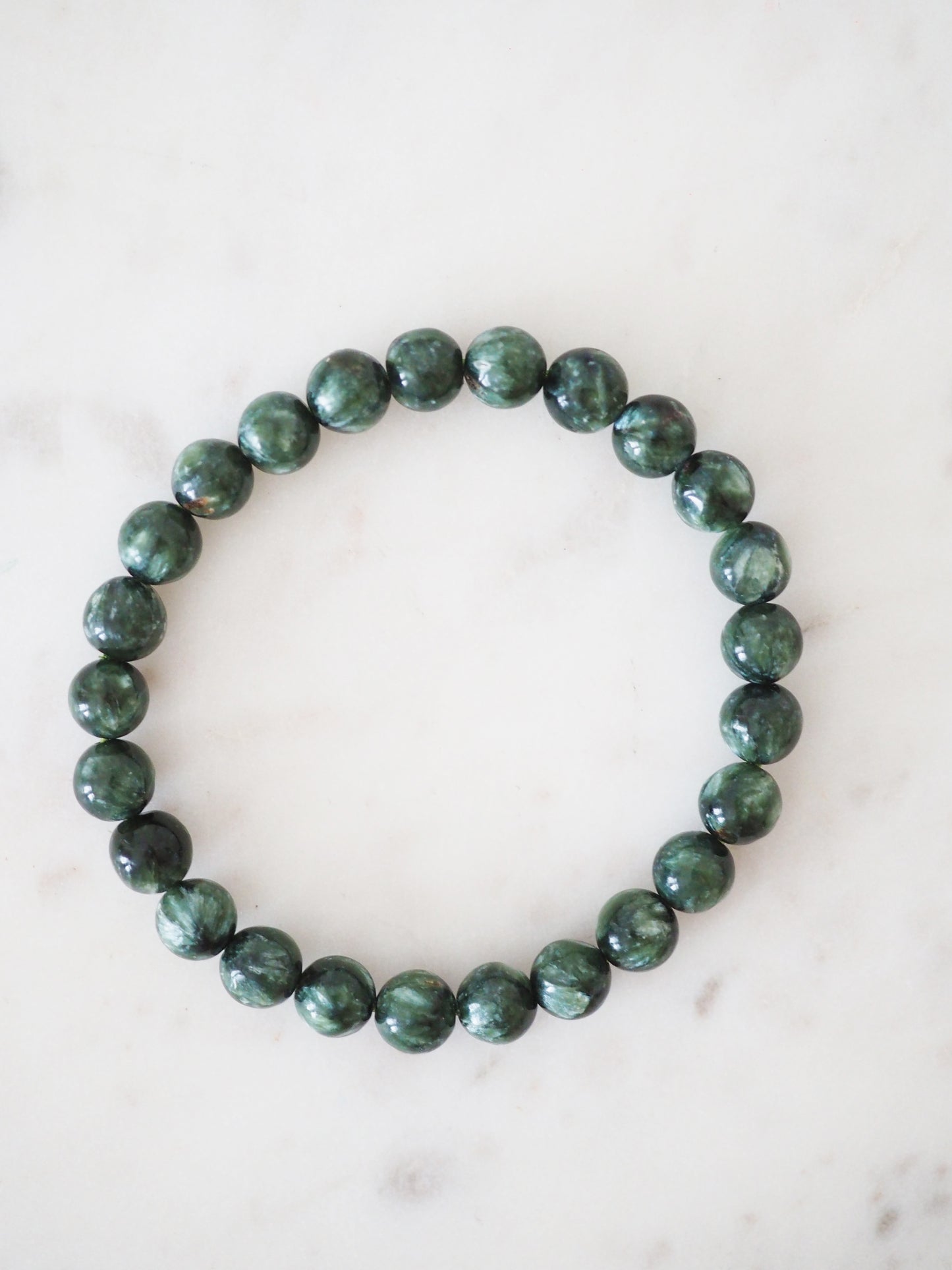 Seraphinit . Klinochlor Armband ca. 8 mm - HIGH QUALITY