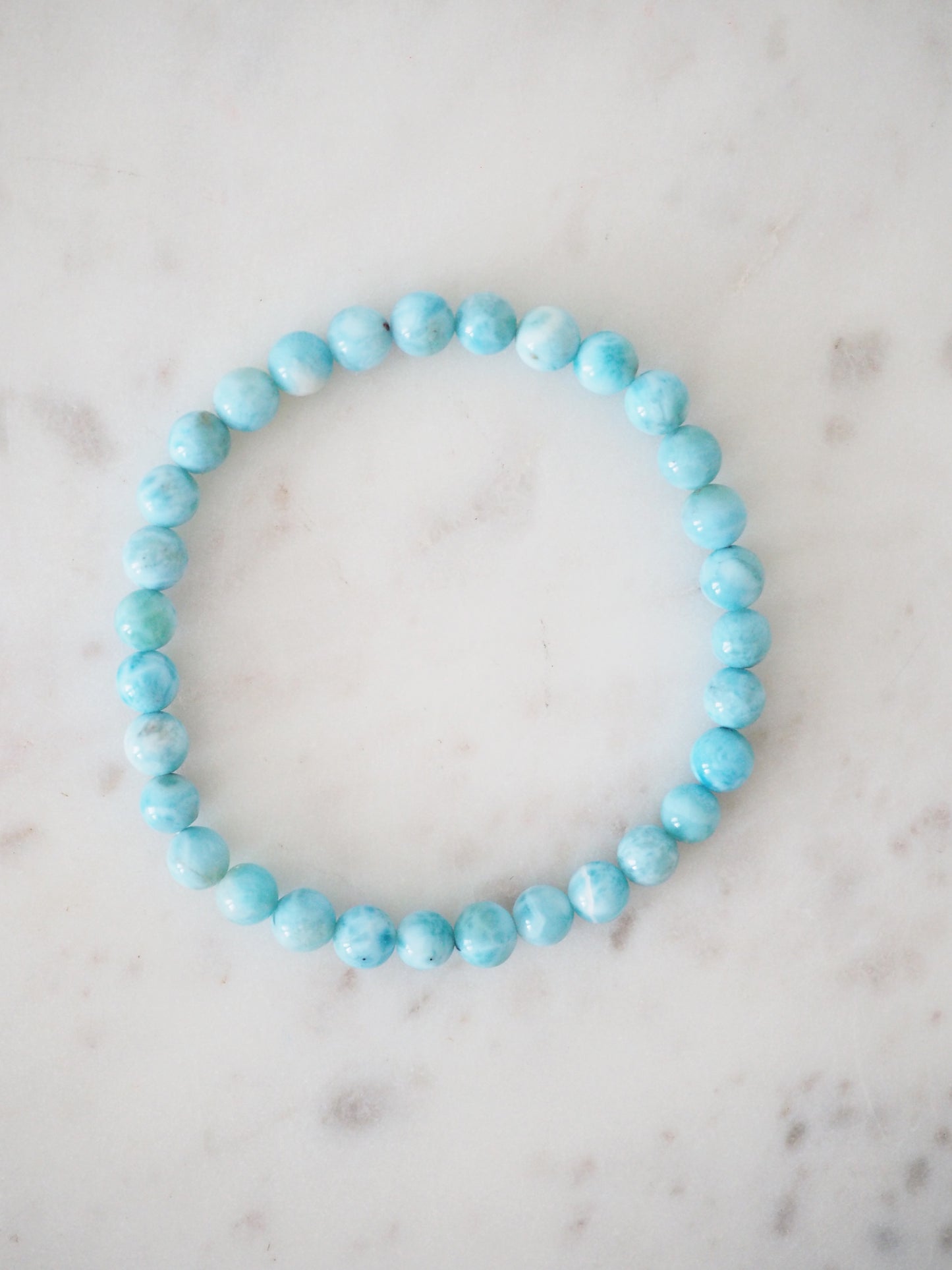 Larimar Kugel Armband ca. 6 mm - Larimar aus der Dominikanischen Republik AAA Qualität