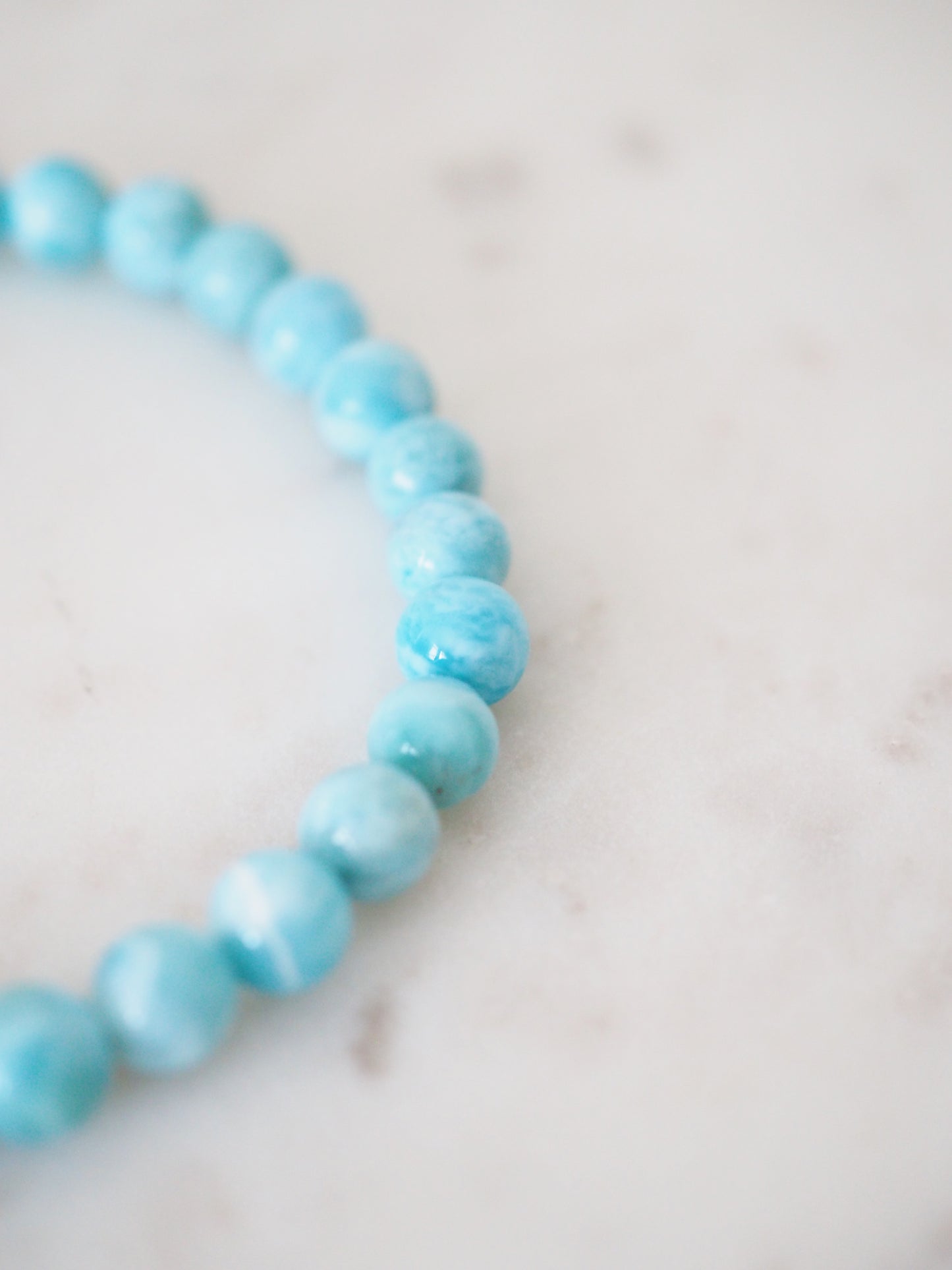 Larimar Kugel Armband ca. 6 mm - Larimar aus der Dominikanischen Republik AAA Qualität