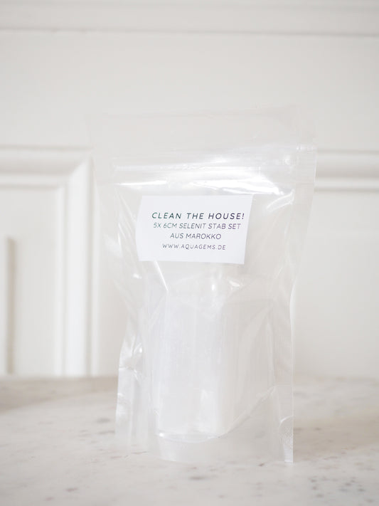 CLEAN THE HOUSE! 5x 6 cm Selenit Stab Set . Selenite Stick - aus Marokko