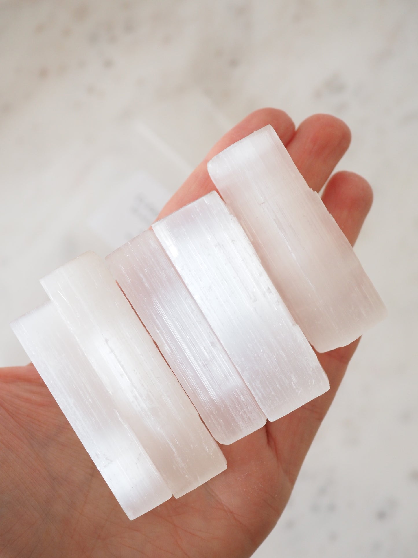CLEAN THE HOUSE! 5x 6 cm Selenit Stab Set . Selenite Stick - aus Marokko