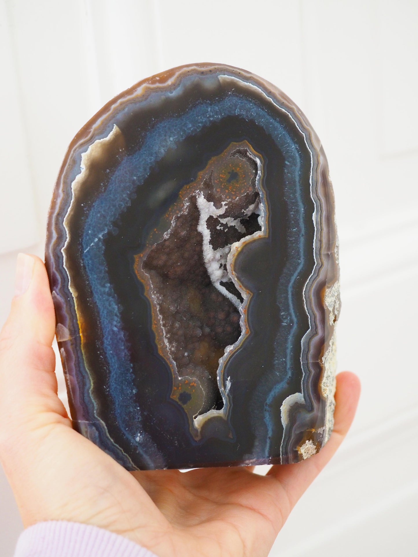 Druzy Achat Cut Base . Freiform mit Quarz ca. 13 cm - aus Brasilien HIGH QUALITY Handpoliert