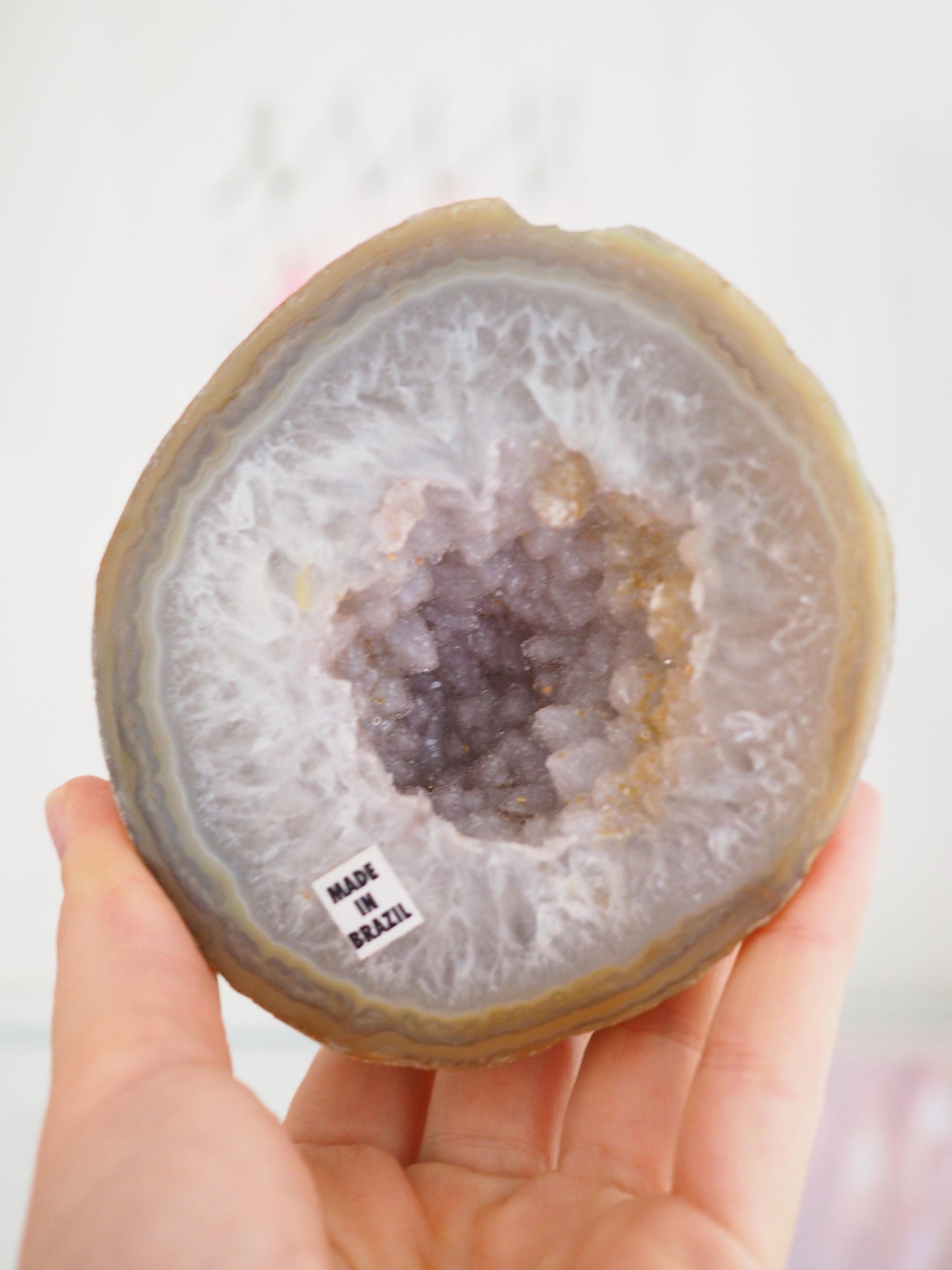 Achat Geode Light Lavender ca. 9.5 cm - aus Brasilien HIGH QUALITY Handpoliert