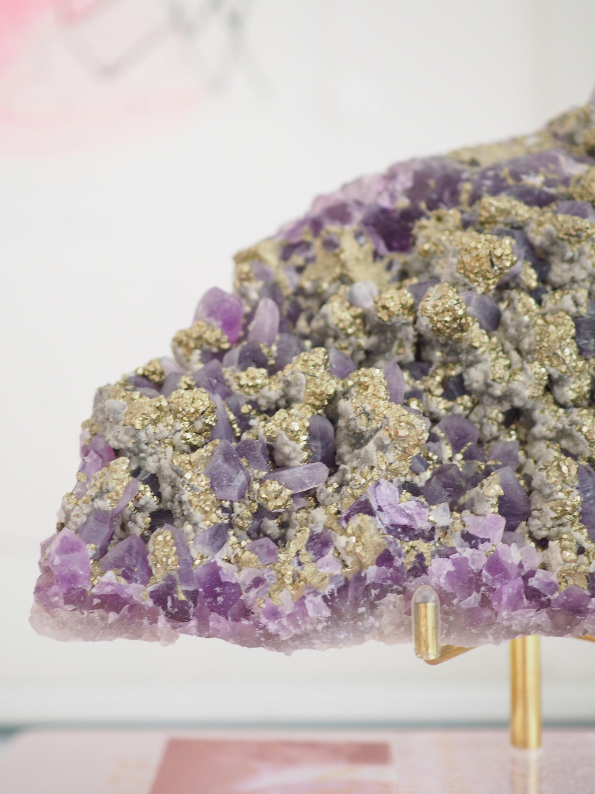 Amethyst mit Pyrit ca. 16 x 12 cm - aus Bulgarien RARE MINE CLOSED