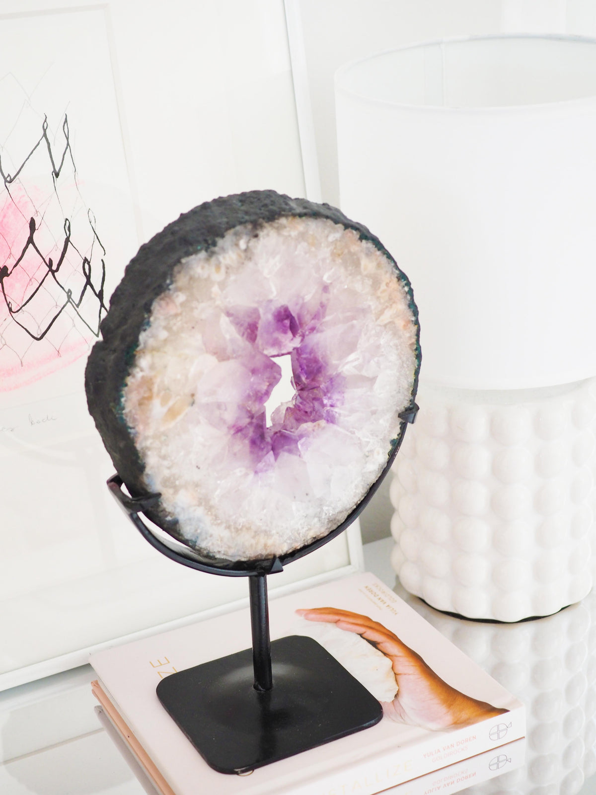 Amethyst Portal mit Pink Amethyst Details auf Ständer ca.26 cm - aus Brasilien HIGH QUALITY