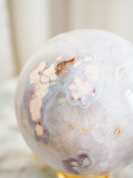 XL Blumenachat Kugel mit Druzy ca. 9 cm - Madagascar HIGH QUALITY