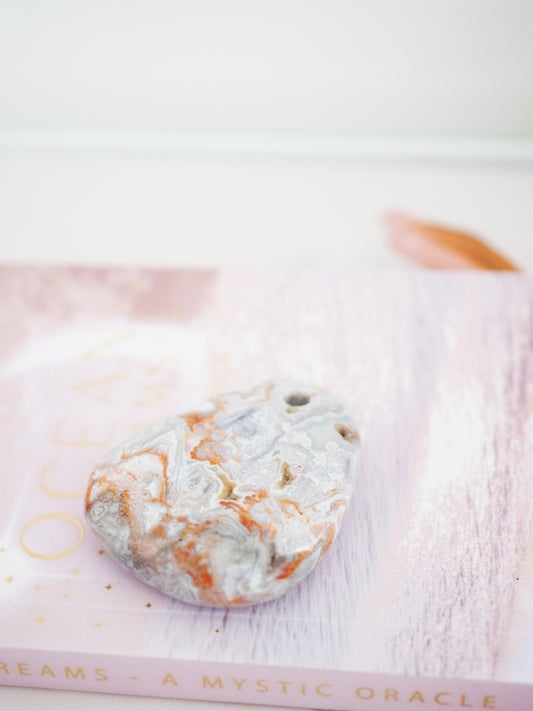 Verrückter Spitzen Achat Anhänger gebohrt . Crazy Lace Agate ca. 4.5 cm - Mexiko HIGH QUALITY