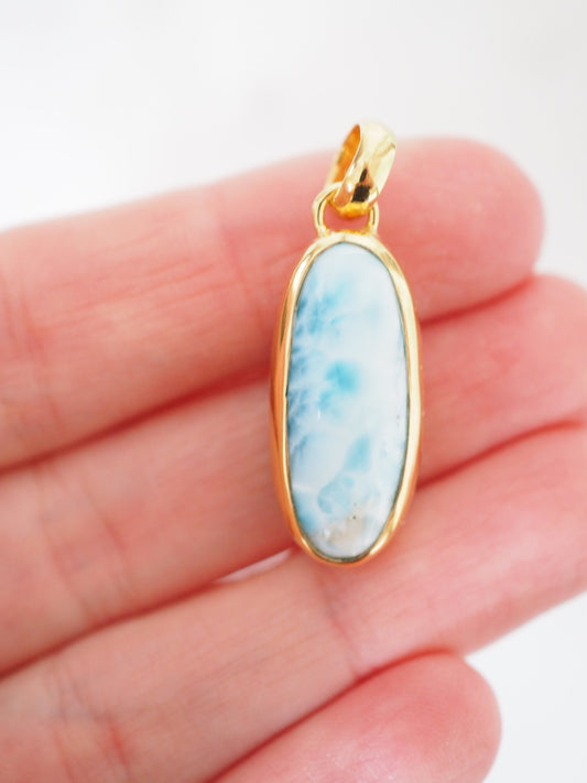 AA Larimar Anhänger No.5 ca. 3.5cm 30ct 925 Sterlingsilber vergoldet -aus der Dominikanischen Republik