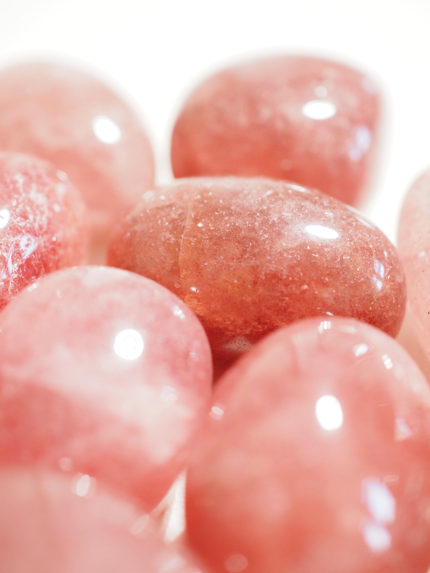 Roter Aventurin . Erdbeer Quarz Trommelstein . Strawberry Quartz Tumble ca. 2-3.5 cm - aus Indien HIGH QUALITY