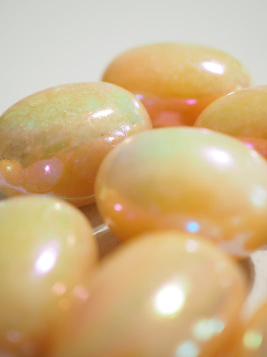 AngelAura Orangen Calcit Trommel Stein. AngelAura Orange Calcite Tumble ca. 2.5 - 3cm - aus Mexiko HIGH QUALITY