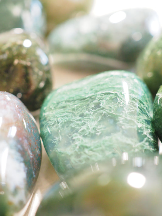 Moos Achat . Moss Agate Trommelstein ca 3-4 cm  - aus Indien HIGH QUALITY