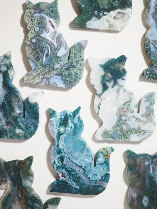 DRUZY Mossachat Katze Scheibe . Mossagate Kitty SLAB ca. 11cm - aus Indien HIGH QUALITY