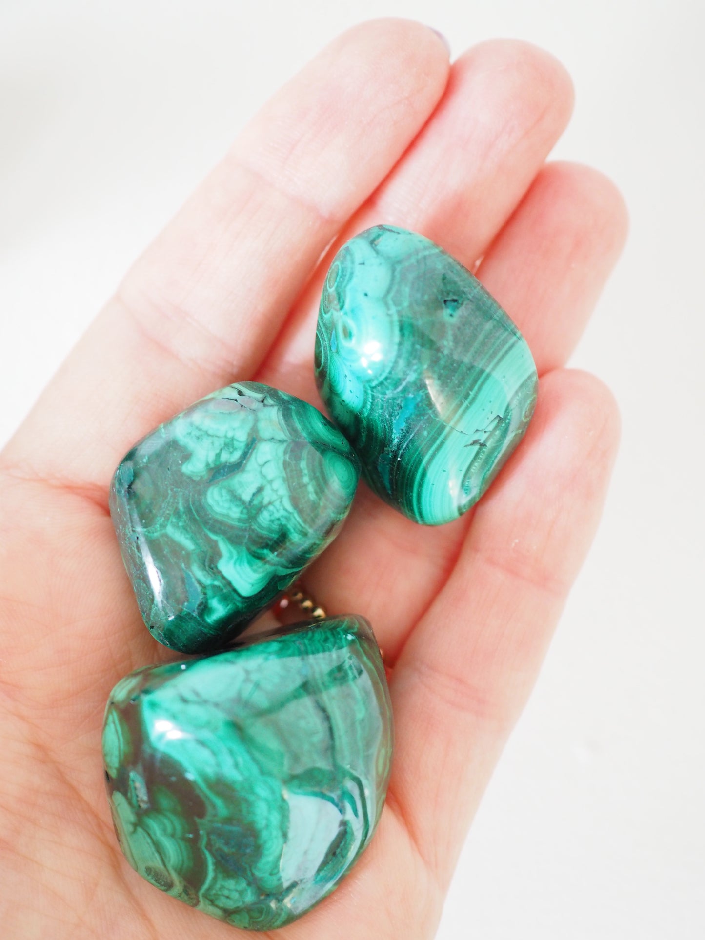 Chunky Malachit Trommel Stein . Malachite Tumble ca. 3 - 4 cm - aus D.R. Kongo