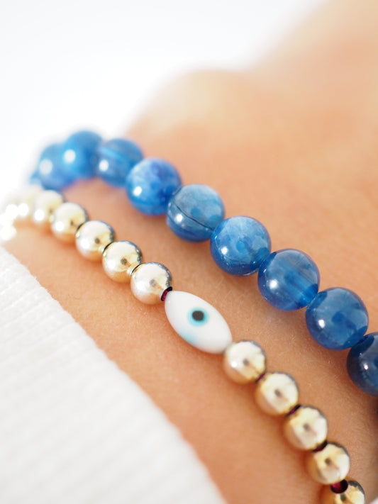 Kyanit Kugel Armband . Kyanite Bracelet ca. 5 mm - Brasilien HIGH QUALITY