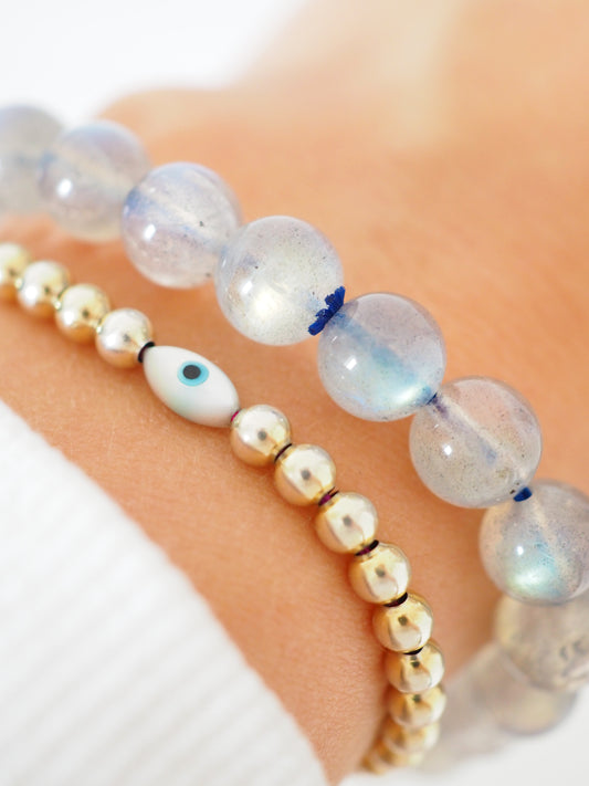 Labradorit Kugel Armband . Labradorite Bracelet ca. 8 / 6 mm - aus Madagascar HIGH QUALITY