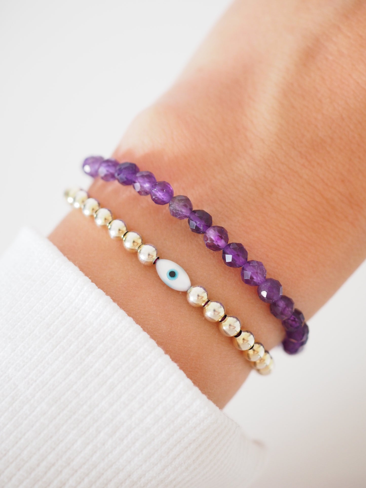 Facettiertes Amethyst Armband . Faceted Amethyst Bracelet 4mm - High Quality