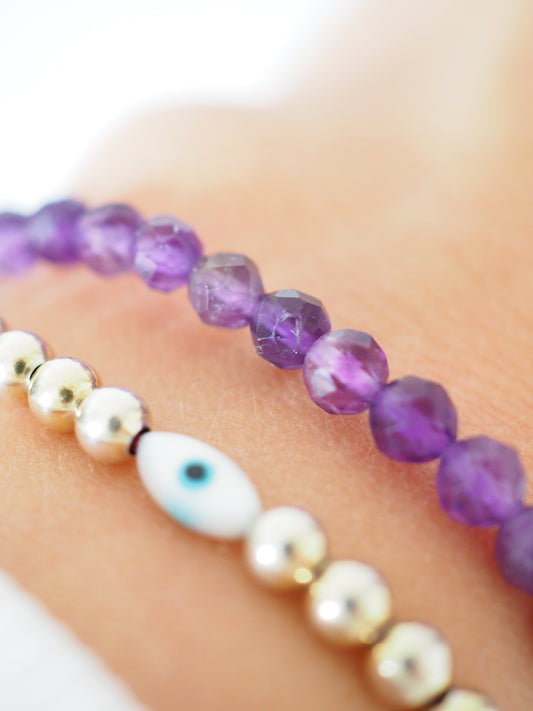 Facettiertes Amethyst Armband . Faceted Amethyst Bracelet 4mm - High Quality