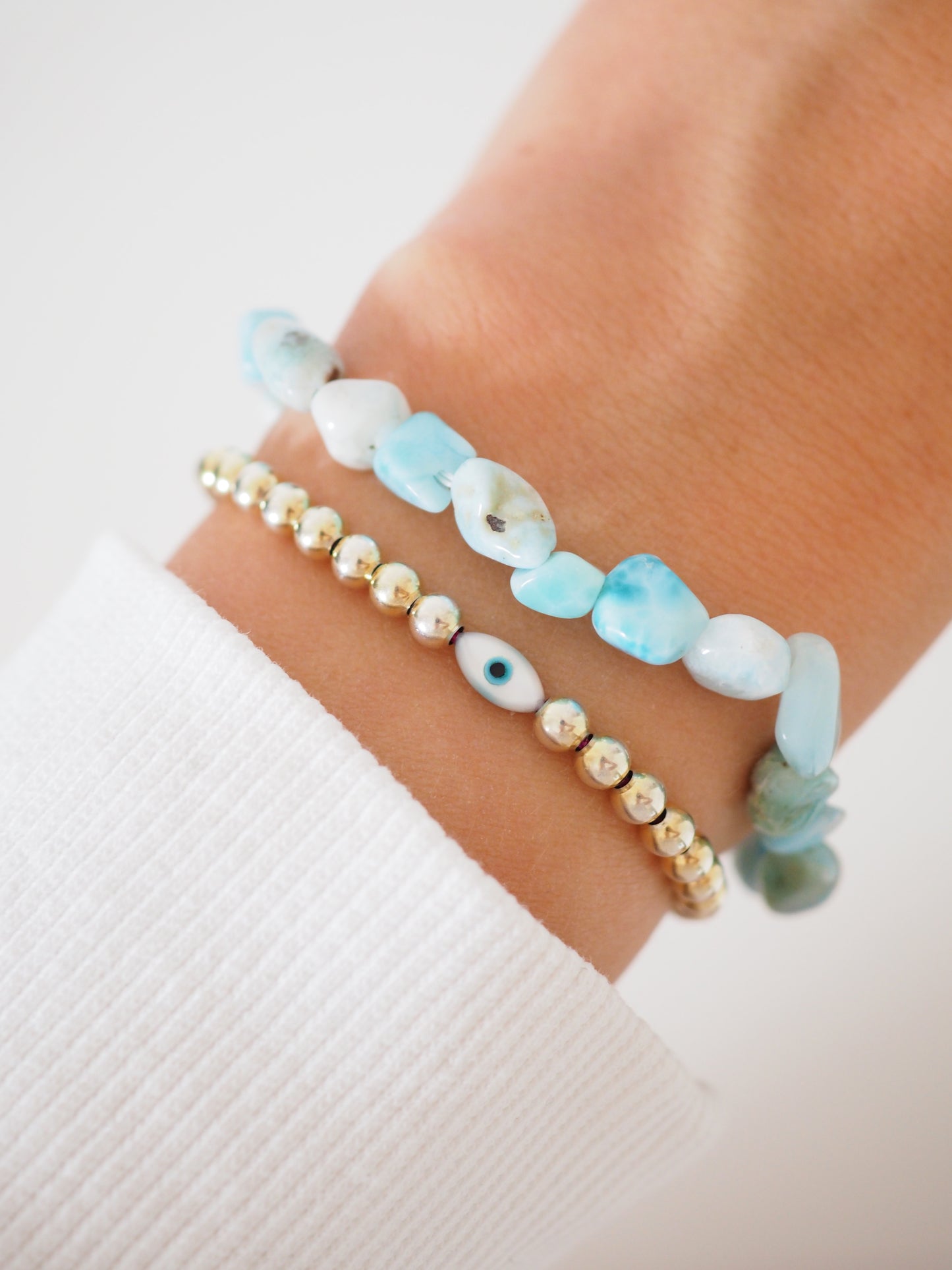 Larimar Mini Tumble Armband . Larimar Mini Tumble Bracelet - aus der Dominikanischen Republik
