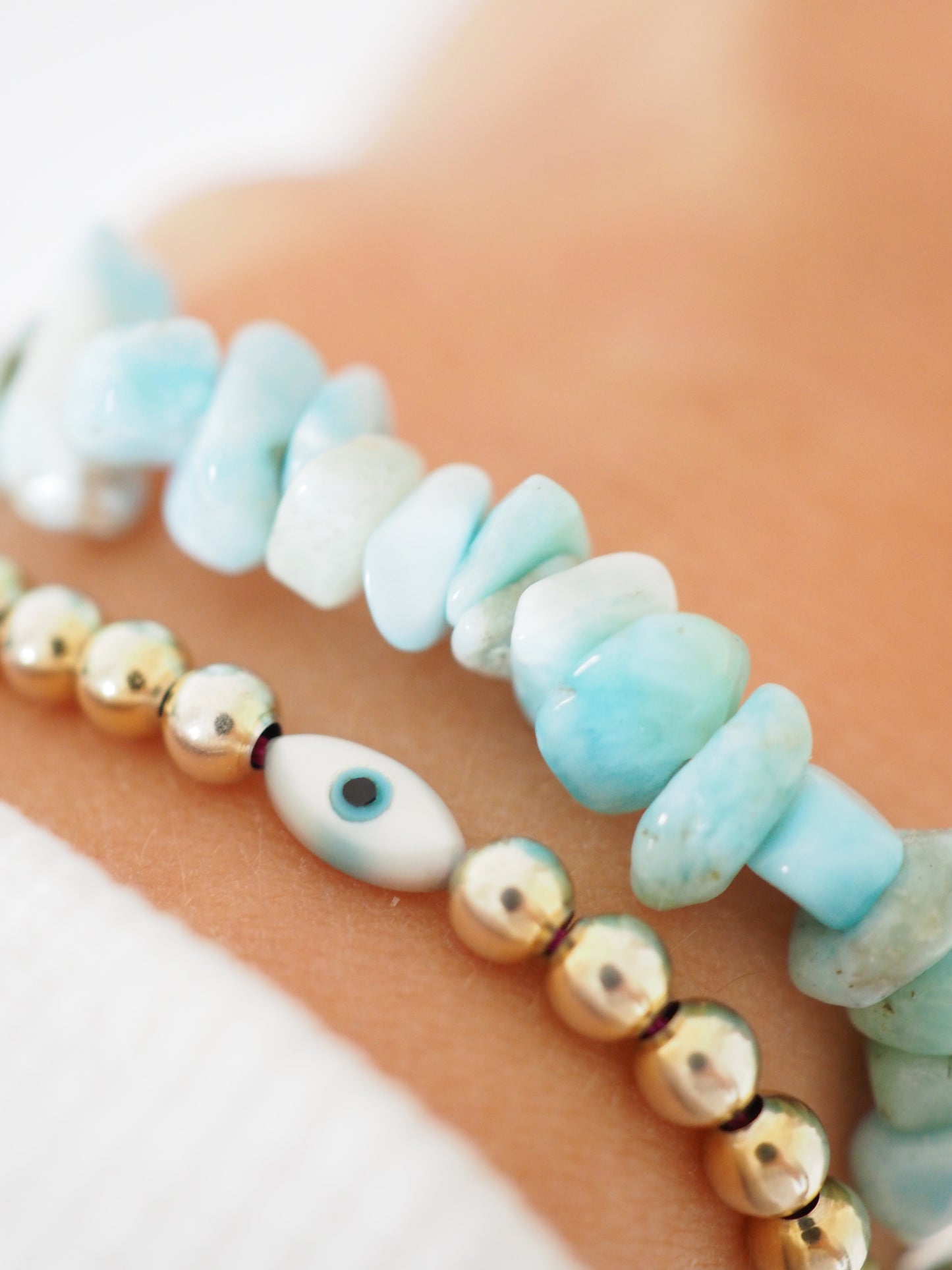 Larimar Chips Armband . Larimar Chips Bracelet - AA Quality