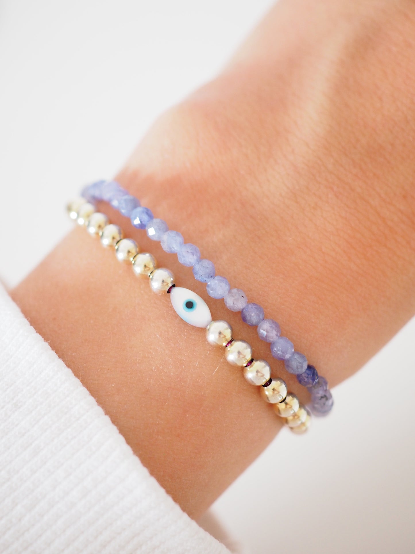 Facettiertes Tansanit Armband . Faceted Tanzanite Bracelet 3mm - High Quality