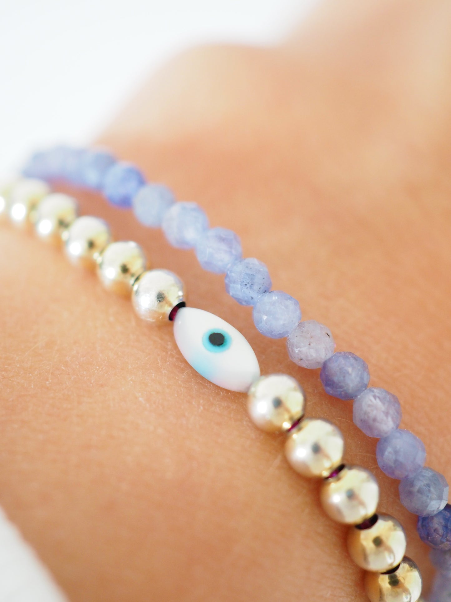 Facettiertes Tansanit Armband . Faceted Tanzanite Bracelet 3mm - High Quality