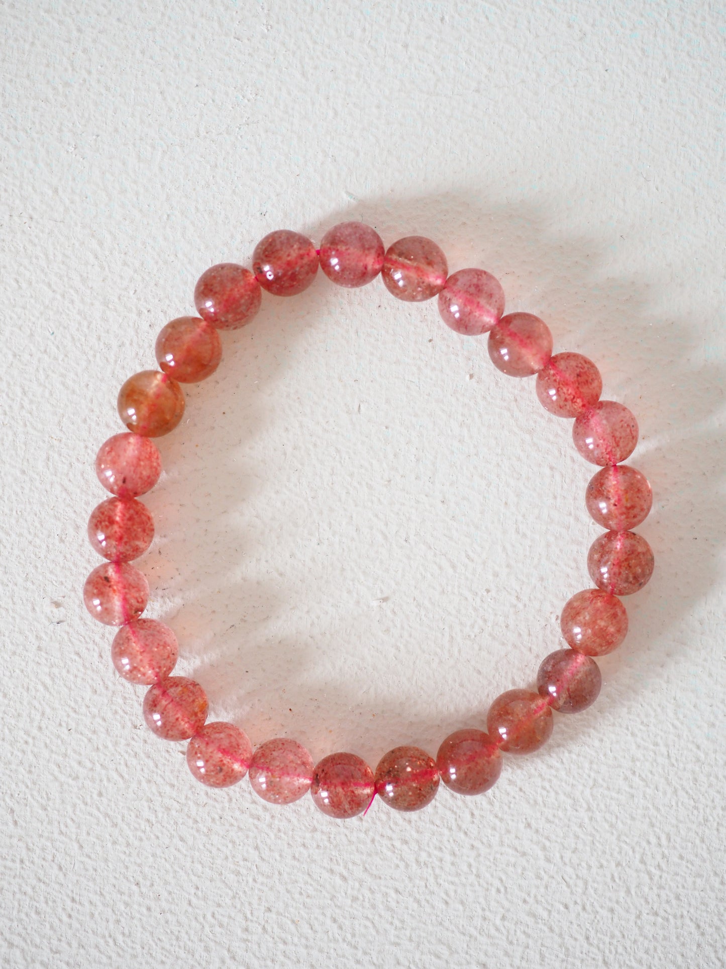 Erdbeerquarz . Roter Aventurin Kugel Armband . Strawberry Quartz Bracelet ca. 0.8 cm - aus Indien HIGH QUALITY