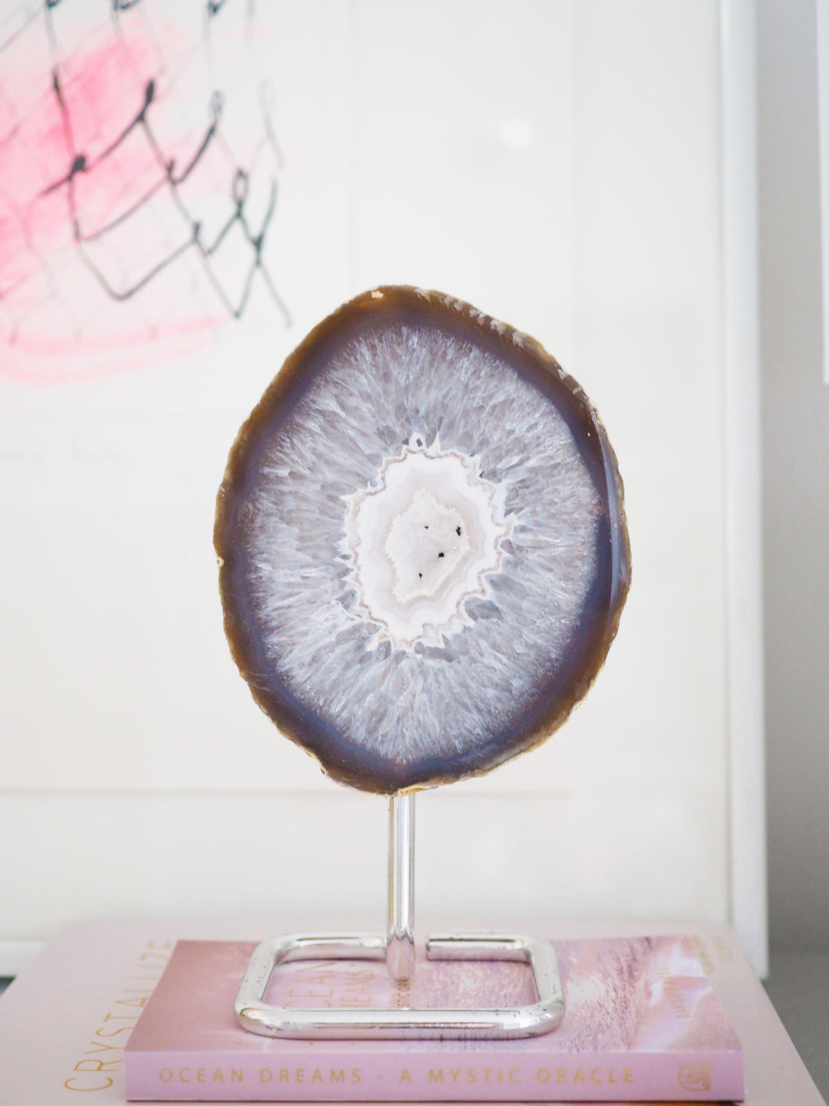 Druzy Achat Geode auf Ständer 78. Halter ca 15.5 cm - aus Brasilien HIGH QUALITY Handpoliert