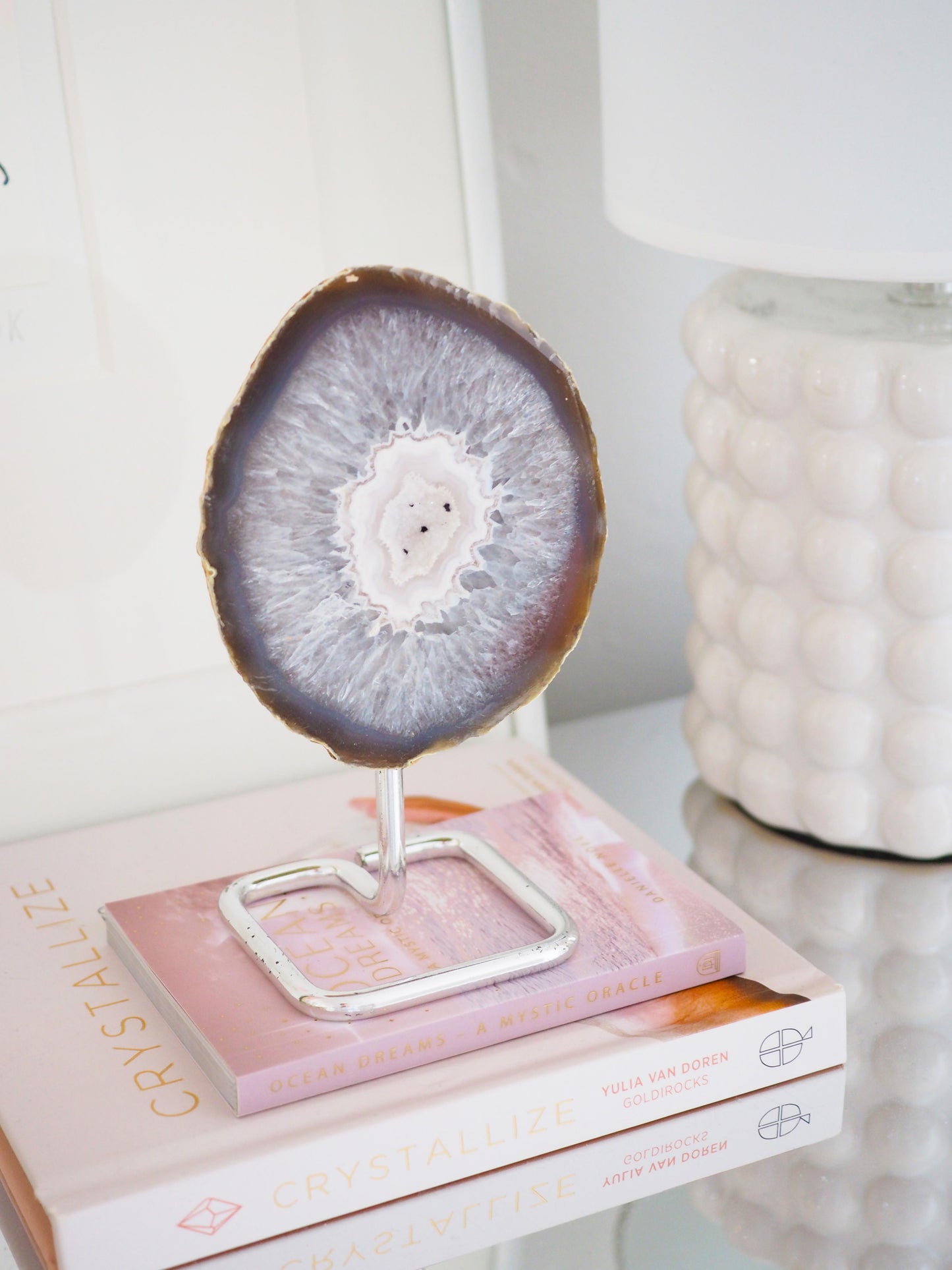 Druzy Achat Geode auf Ständer 78. Halter ca 15.5 cm - aus Brasilien HIGH QUALITY Handpoliert