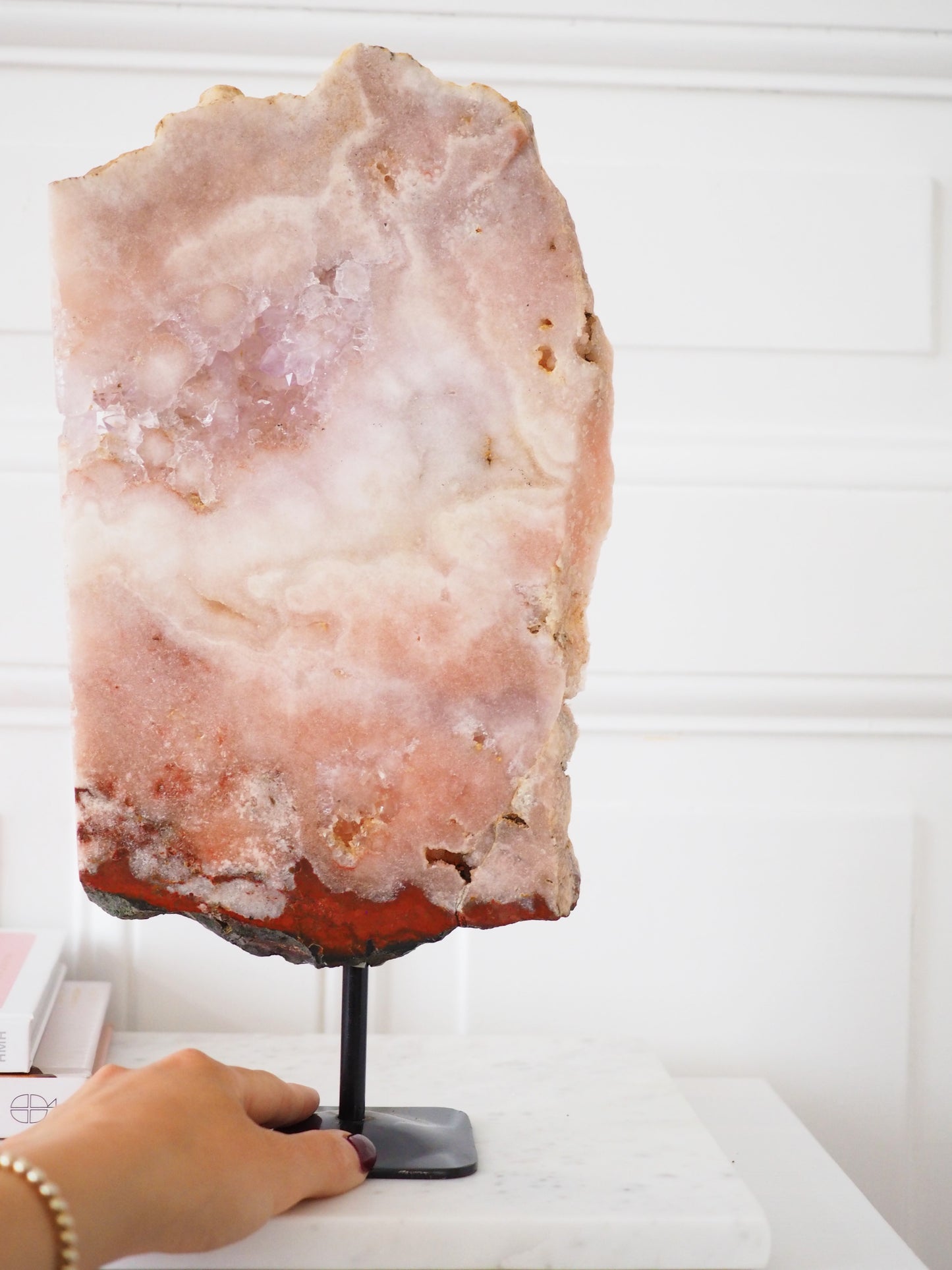 Pink Amethyst Slab auf Ständer Halter ca. 33 x 16cm 2.4Kg. PARADISE COLLECTION - aus Brasilien Boarder Argentina HIGH QUALITY