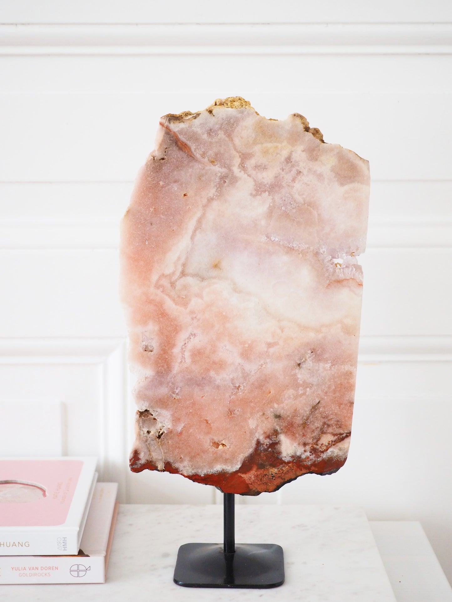 Pink Amethyst Slab auf Ständer Halter ca. 33 x 16cm 2.4Kg. PARADISE COLLECTION - aus Brasilien Boarder Argentina HIGH QUALITY