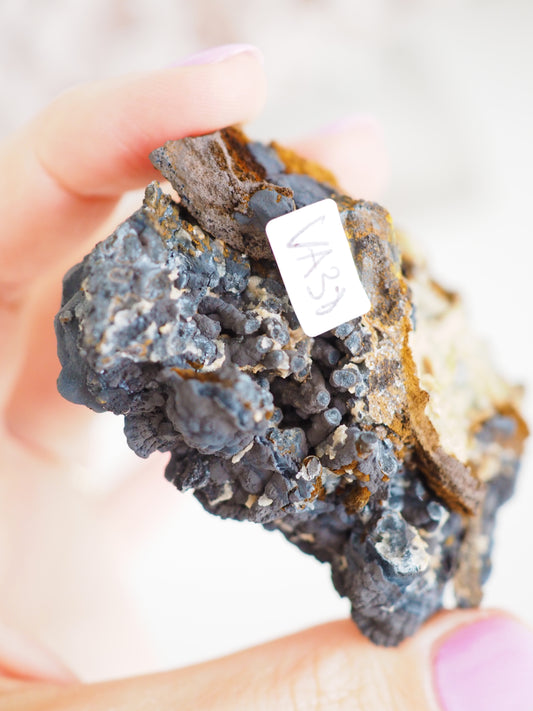 Vanadinit mit Psilomelane . Goethite- aus Mibladen Bergbau Bezirk . Midelt. Marokko