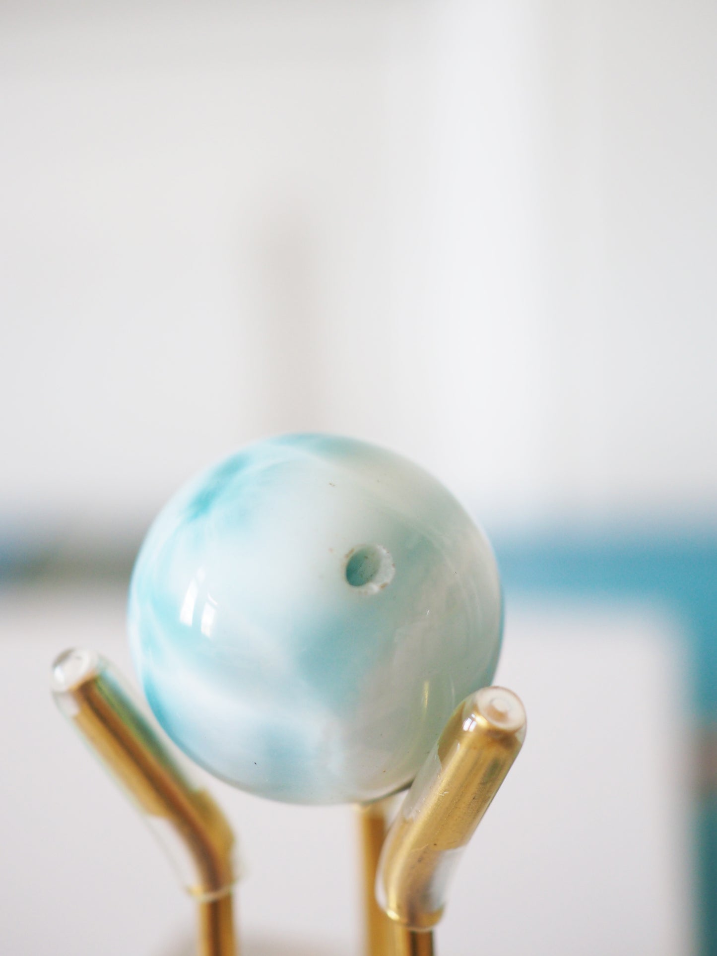 AAA Larimar Kugel gebohrt ca. 2.2 cm No.28 - aus der Dominikanischen Republik RARE