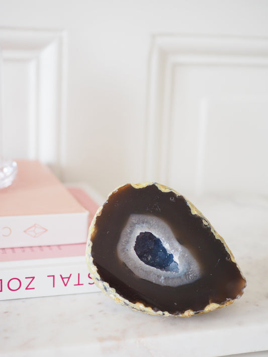 Mokka Blaue Achat Geode . Agate Geode ca xx cm - aus Brasilien HIGH QUALITY Handpoliert