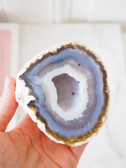 Druzy Blaue Achat Geode . Agate Geode ca xx cm - aus Brasilien HIGH QUALITY Handpoliert