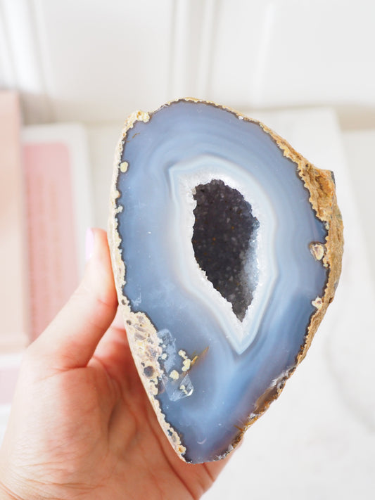 Blau Graue Achat Geode . Agate Geode ca xx cm - aus Brasilien HIGH QUALITY Handpoliert