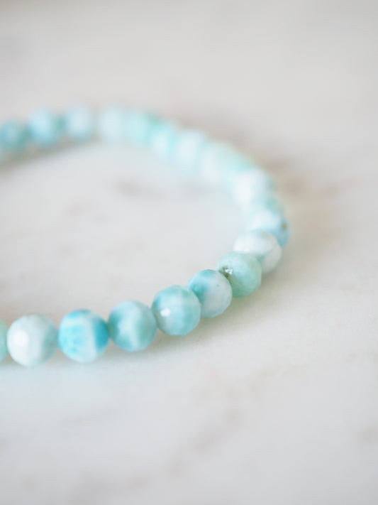 Larimar Kugel Armband Facettiert ca. 6 mm - Larimar aus der Dominikanischen Republik AAA Qualität