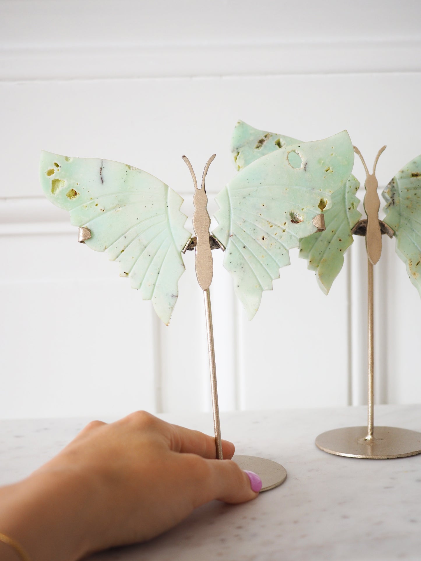 S Chrysopras Schmetterling auf Ständer ca. xxcm - aus Indonesien Handcarved