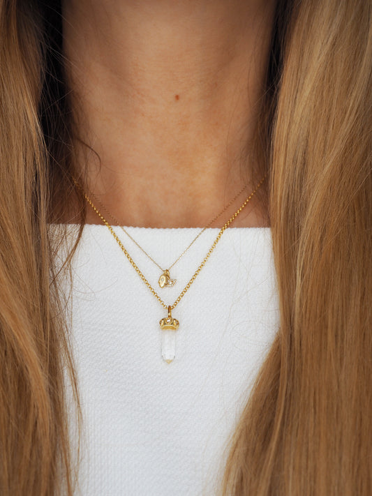 Bergkristall mit CZ Anhänger MAGIC CRYSTALS COLLECTION Herz . 925 Sterlingsilber vergoldet MIT Kette 45cm