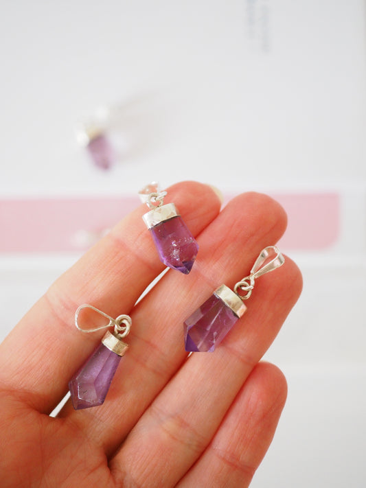 Amethyst 925er Sterlingsilber Anhänger ca. 2-3 cm - aus Bamyan Afghanistan RARE