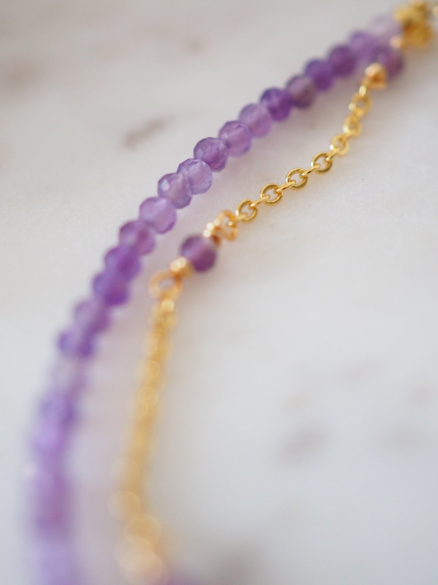Doppeltes Facettiertes Amethyst Armband ca. 2 mm ONESIZE - High Quality