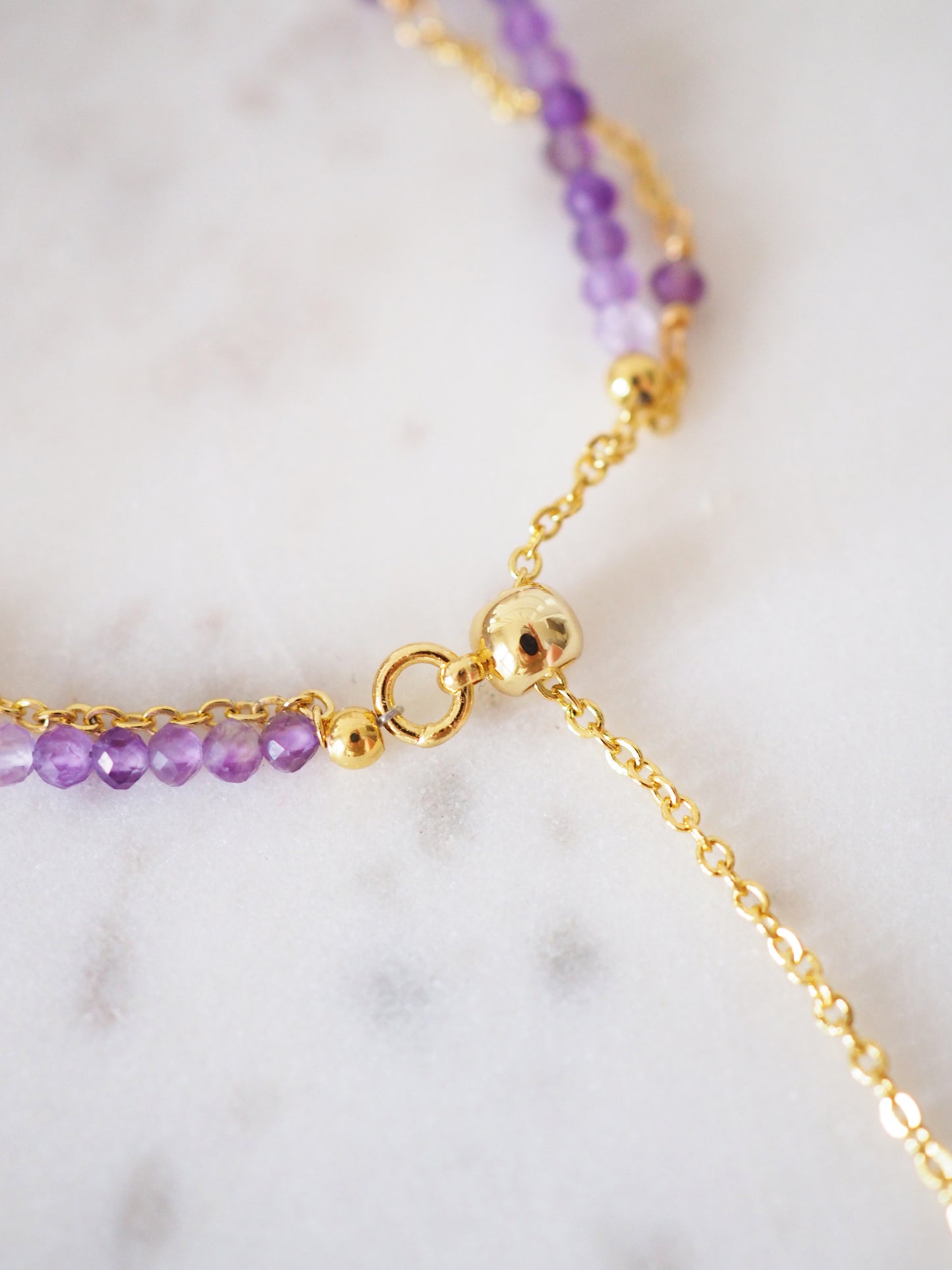 Doppeltes Facettiertes Amethyst Armband ca. 2 mm ONESIZE - High Quality
