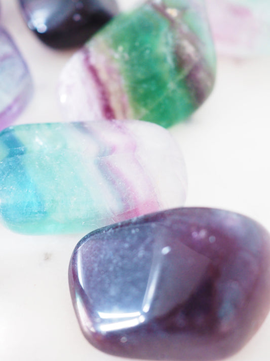 XL Regenbogen Fluorit Trommel Stein ca. 3-4cm - aus China