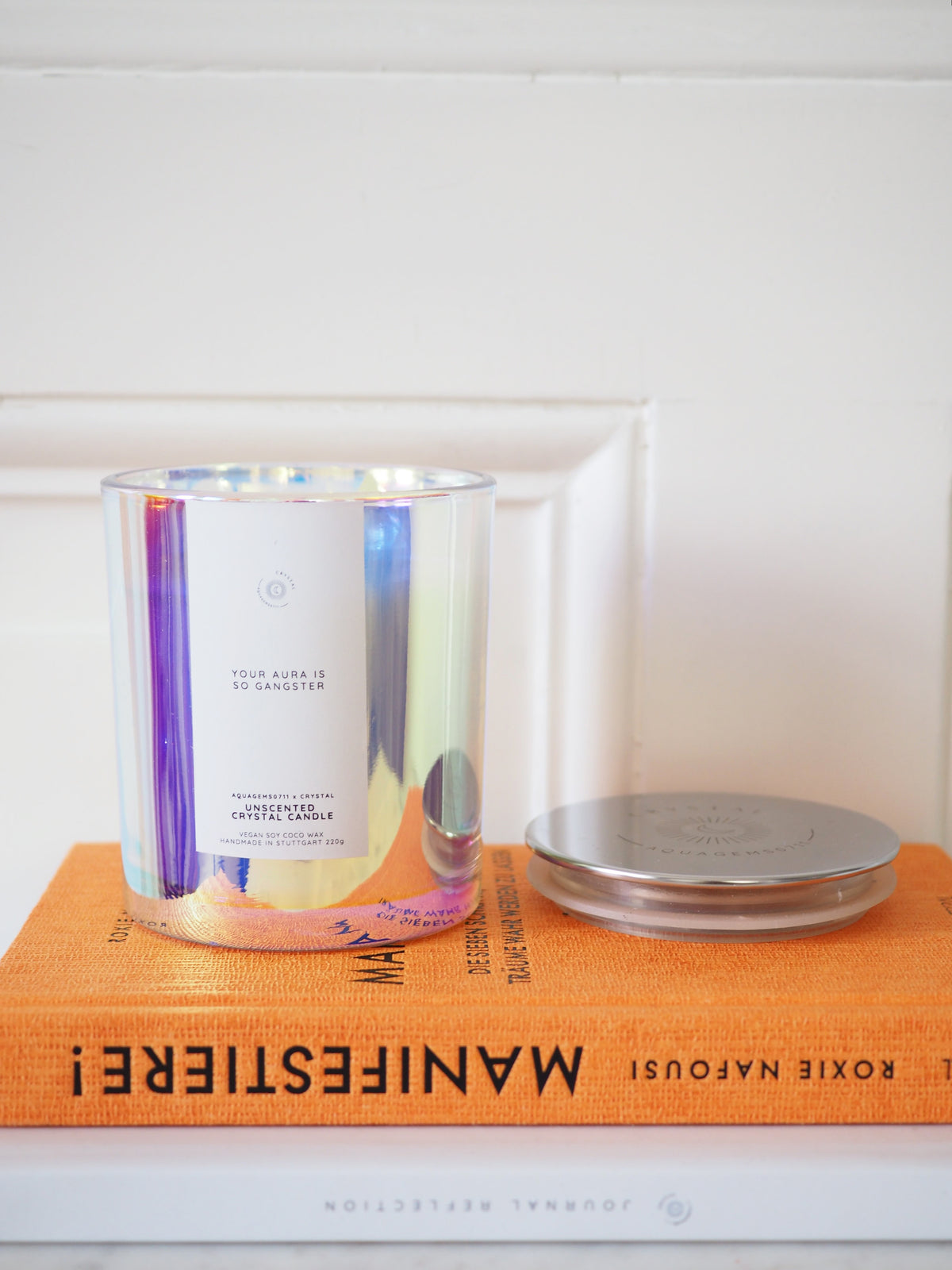 GANGSTER AURA CRYSTAL CANDLE . Apophyllite & AngelAura Bergkristall