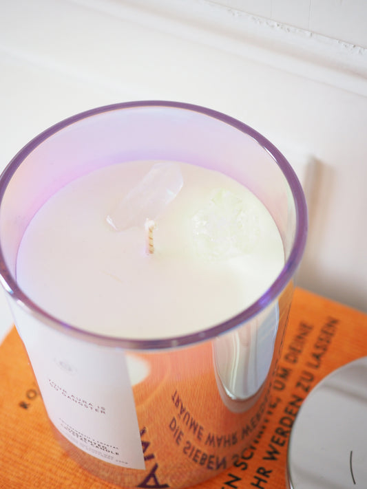 GANGSTER AURA CRYSTAL CANDLE . Apophyllite & AngelAura Bergkristall