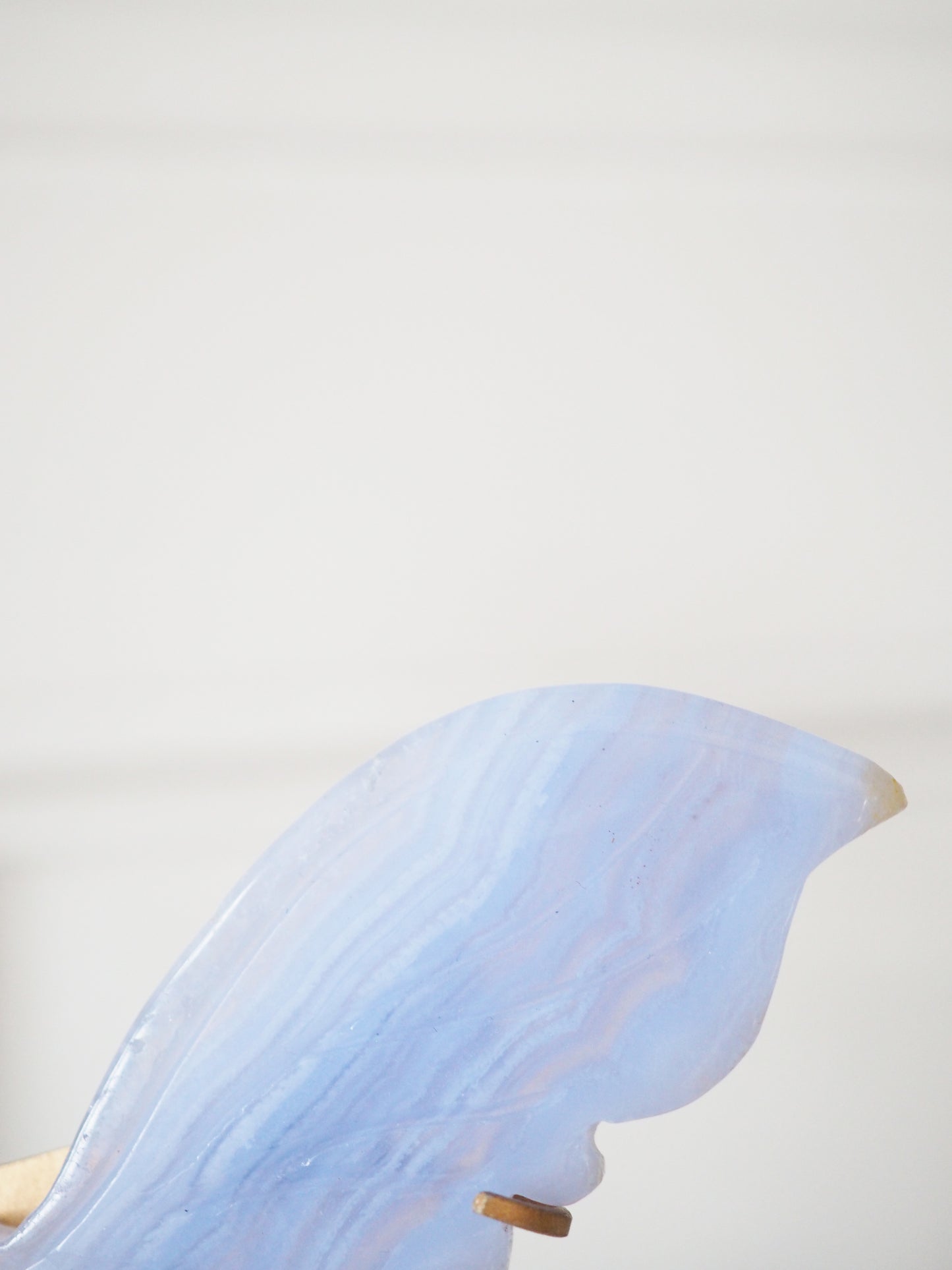 Bluer Spitzen Achat (Blue Lace Agate) Schmetterling Flügel auf Halter ca. 13-15cm- aus Namibia