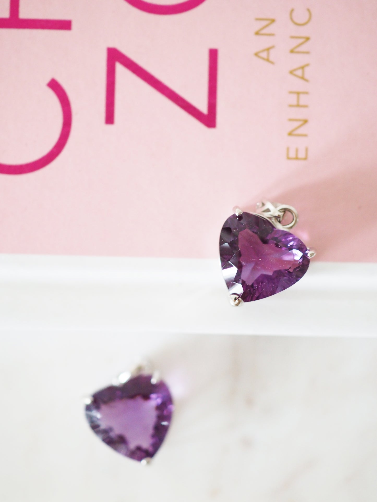 LILA PINKES Fluorit Herz - Sterlingsilber Rhodiniert - aus China