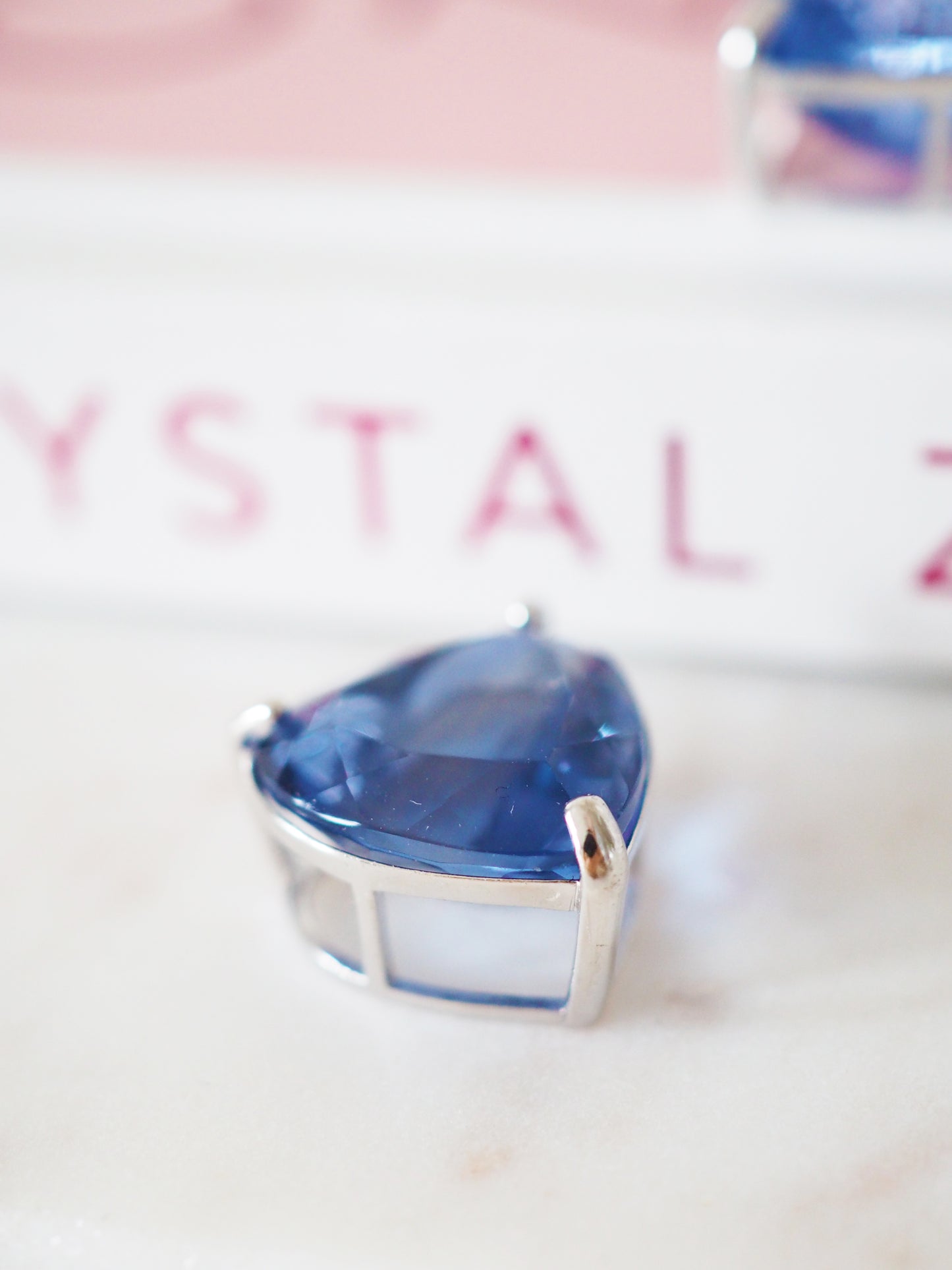 Blaues Fluorit Herz - Sterlingsilber Rhodiniert - aus China