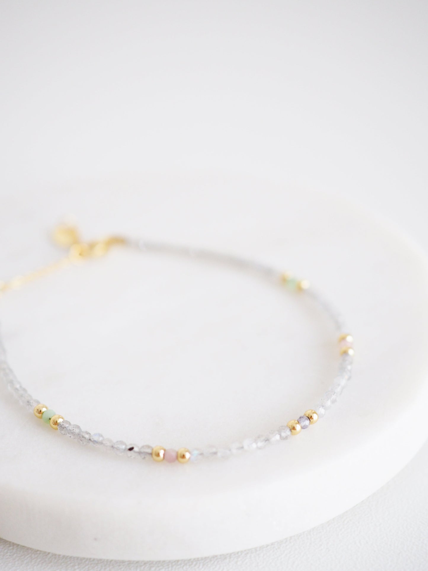 Facettiertes Labradorit & Turmalin Armband 925 Sterlingsilber vergoldet