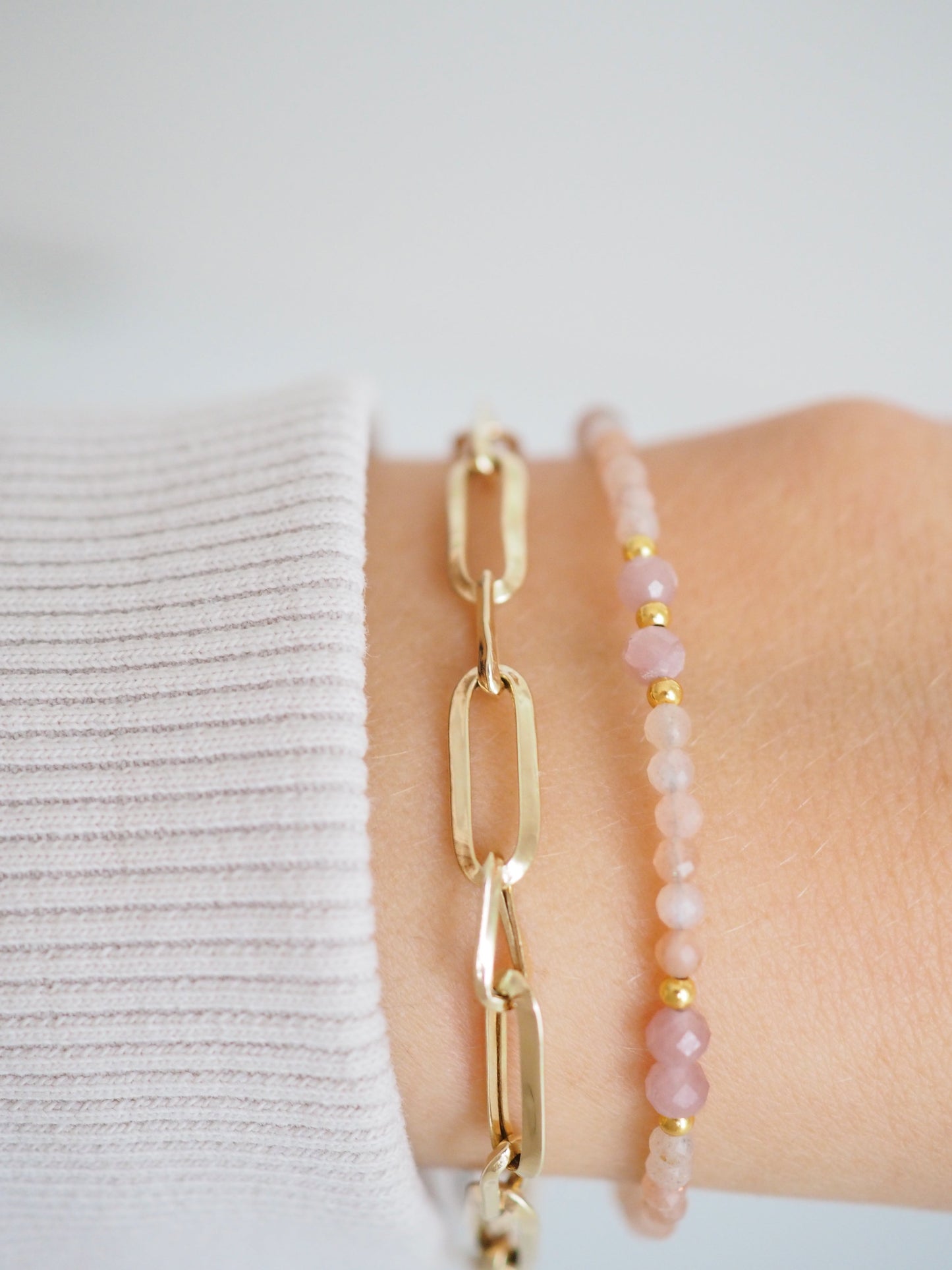 Facettiertes Armband Sonnenstein & Turmalin ca. 16-19cm . 925 Sterlingsilber vergoldet