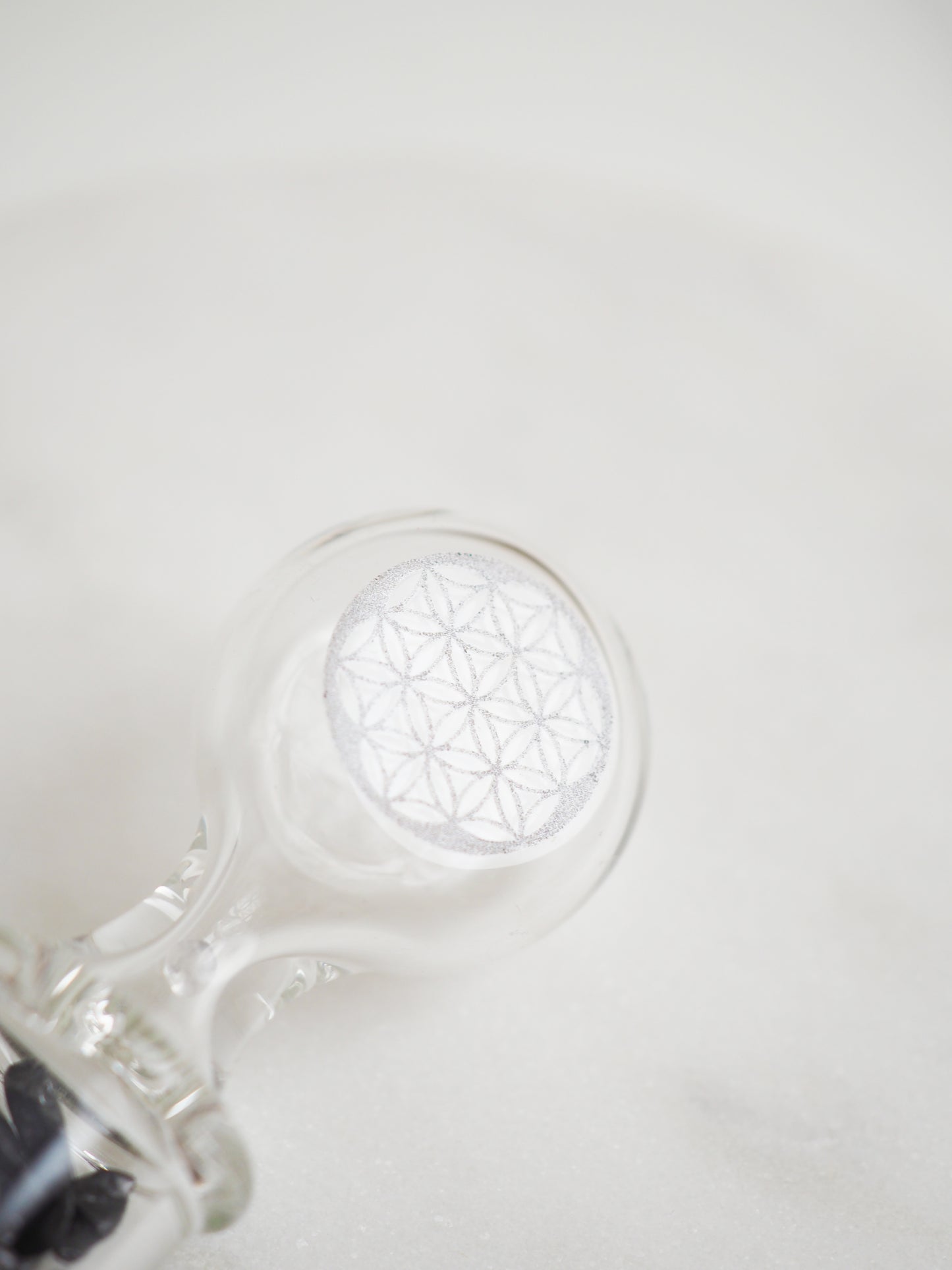 Glas Kristall Vitalstab für Edelsteinwasser. SPACE CLEARING MIX - Schungit & Bergkristall mit Blume des Lebens 20cm